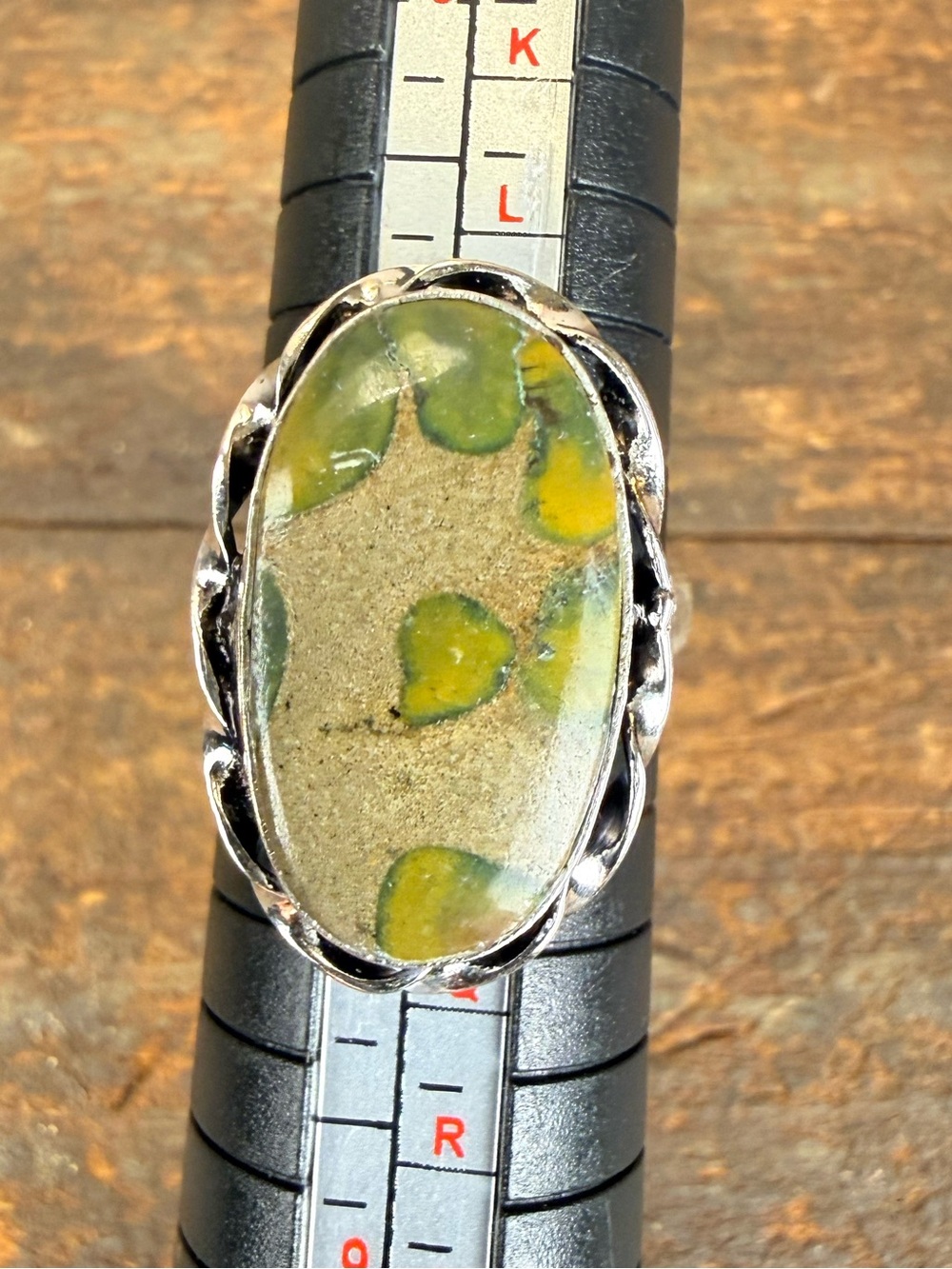 Handmade Rainforest Jasper Oval 925 Sterling Silver Ring